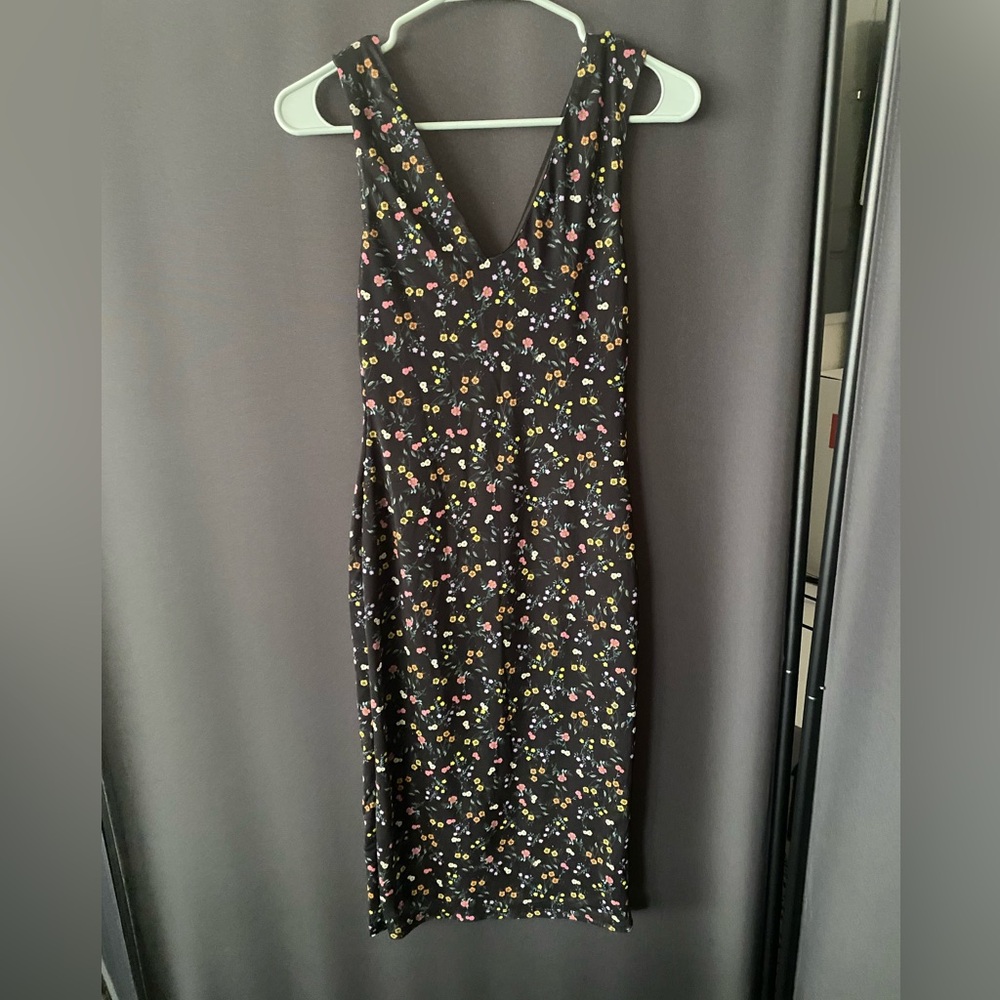 AFRM Black Dress with Colorful Floral Design